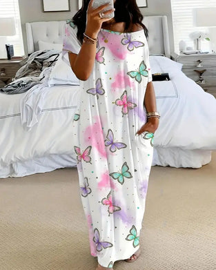 Robe Décontractée Imprimé Vacances Ample