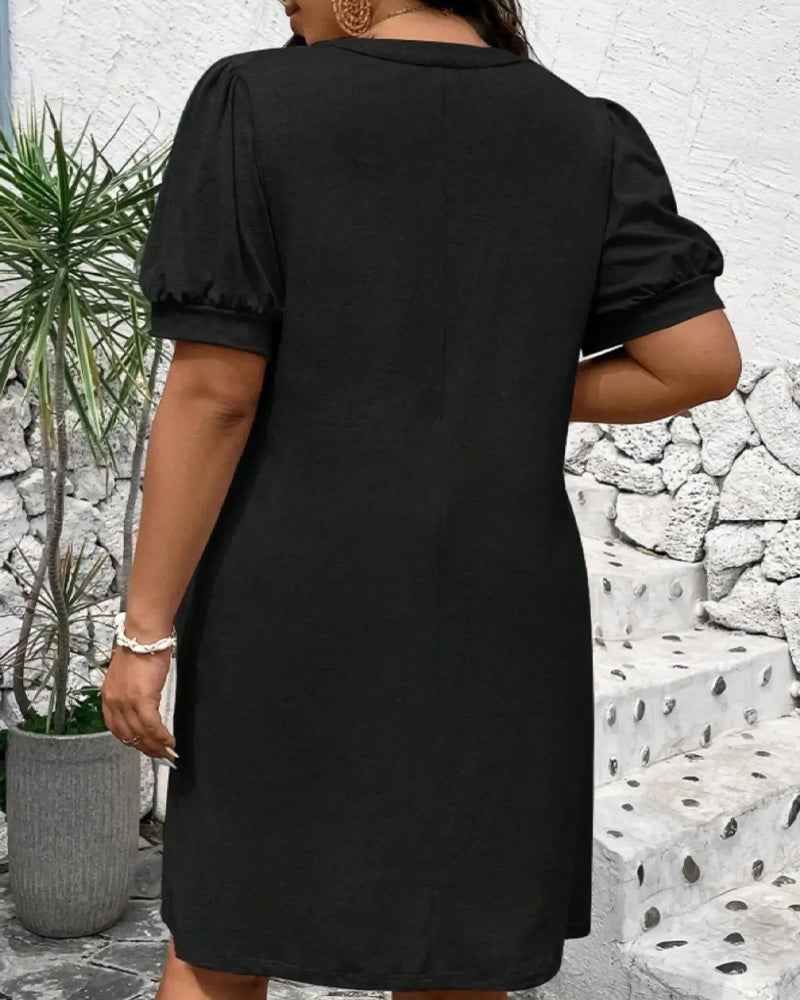 Robe Manche Ballon Ligne A Décontracté
