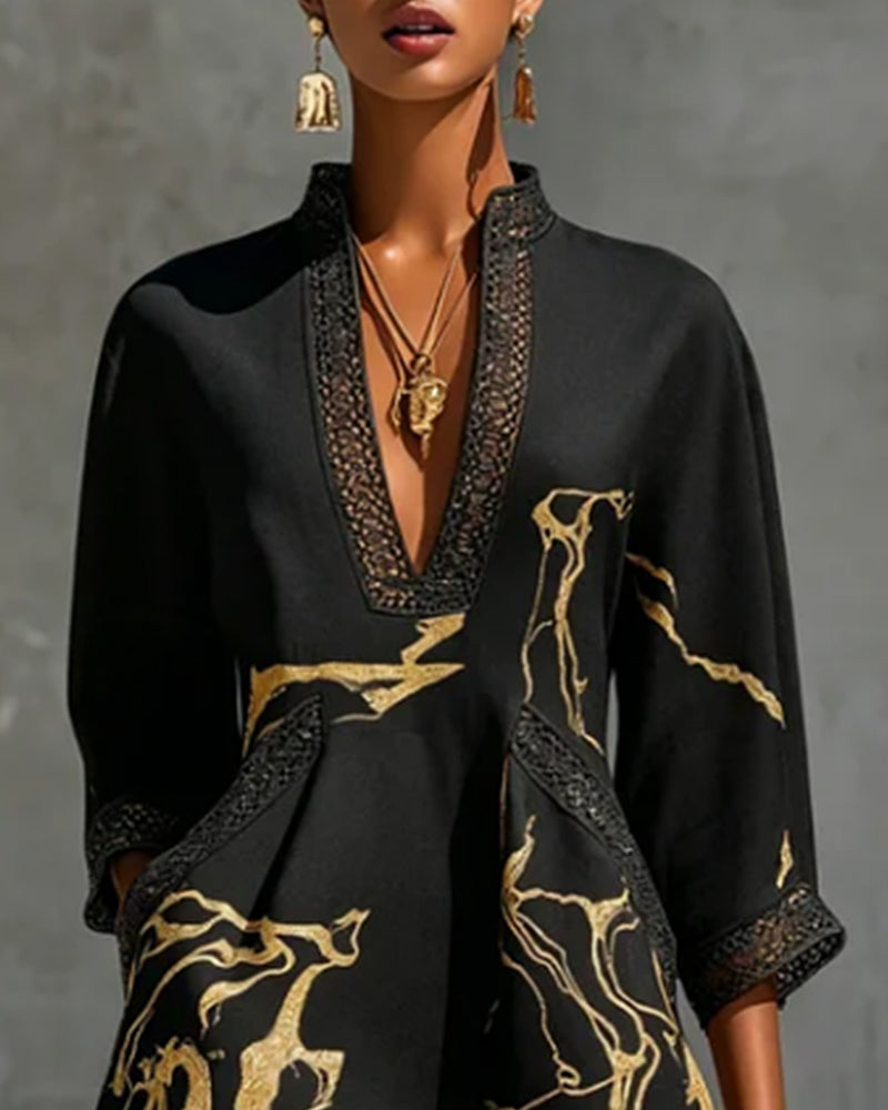 Robe Col Montant Manche Demi Creux