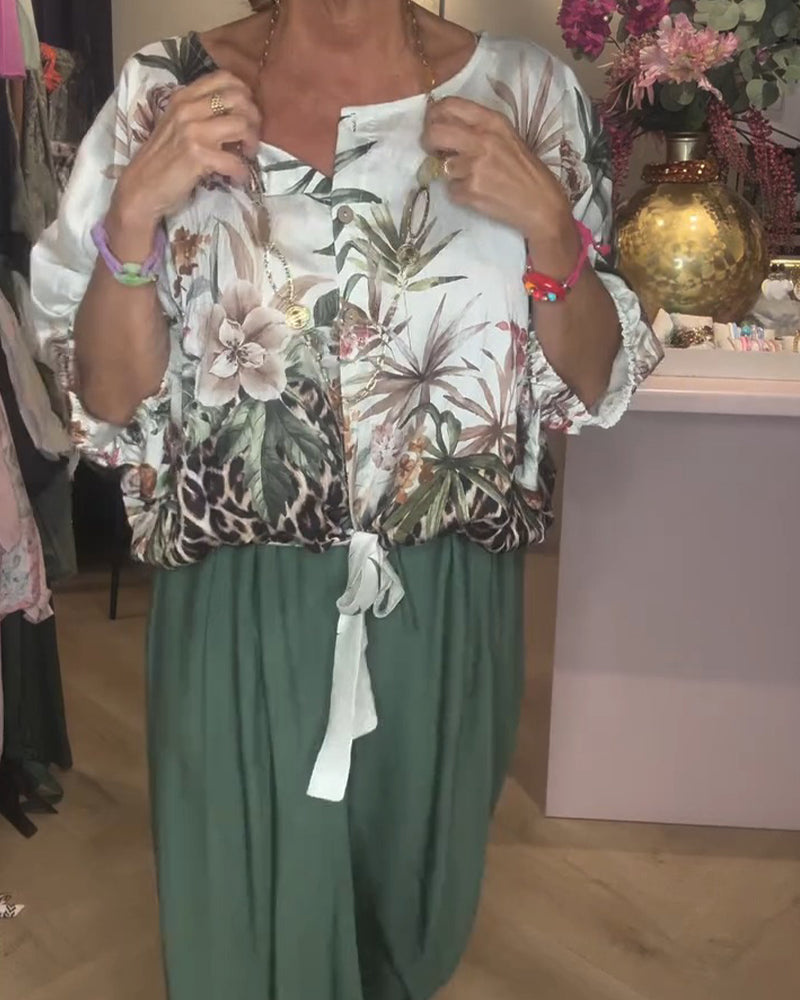 Blouse Manche Chauve-Souris Imprimé Lâche