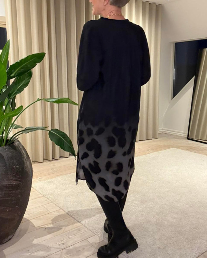 Robe À Manches Longues Ample Imprimée