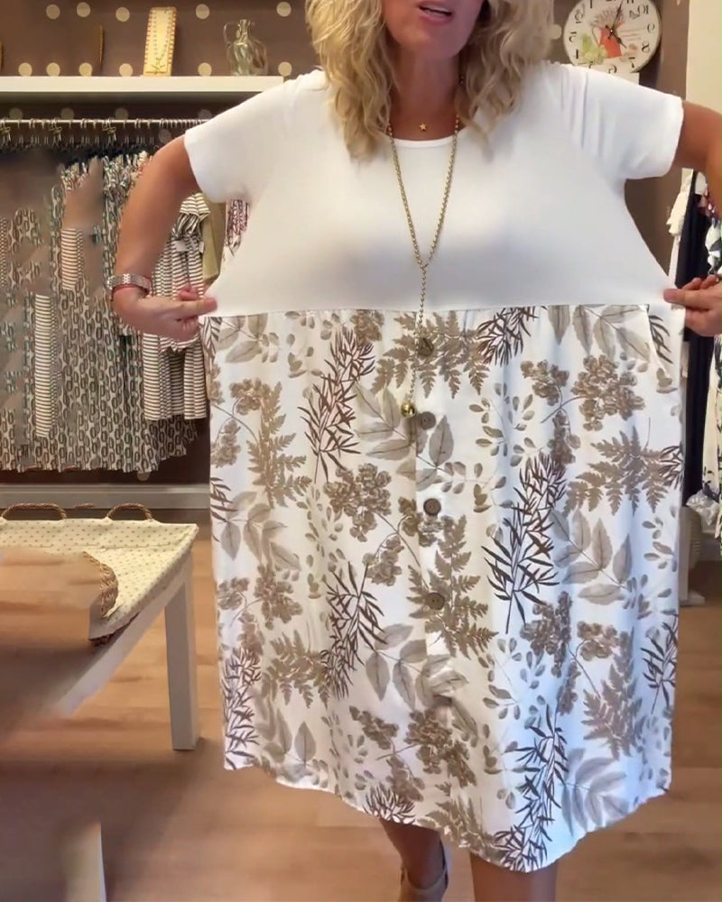 Robe décontractée à imprimé col rond