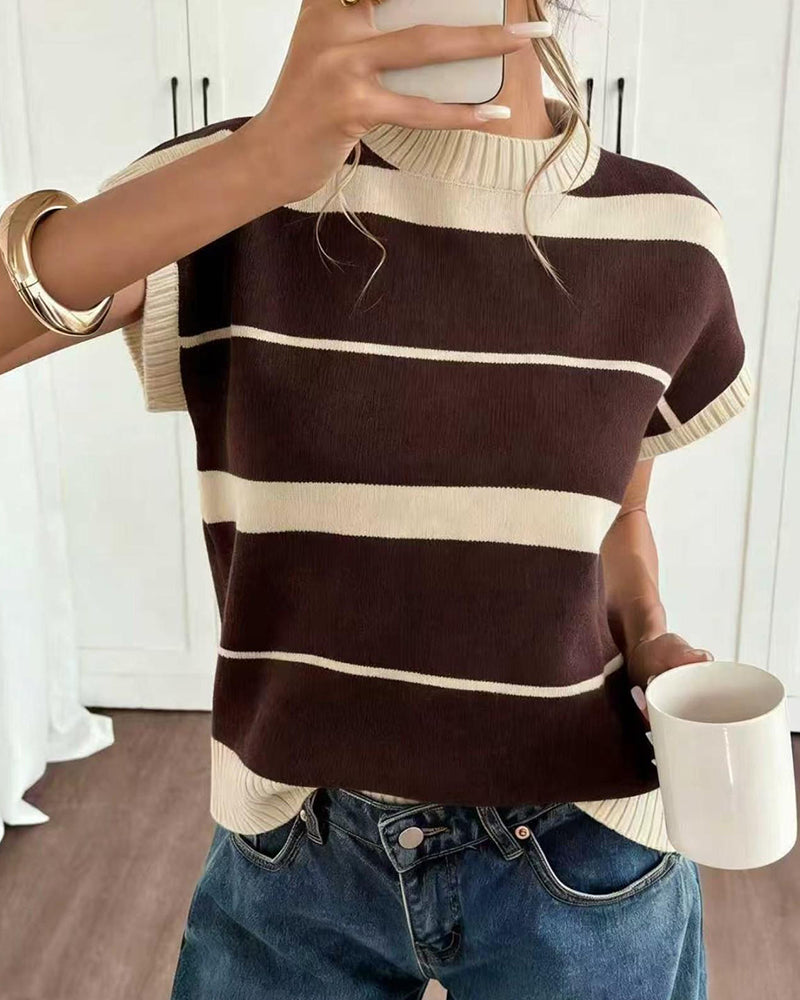 Pull Manche Courte Rayée