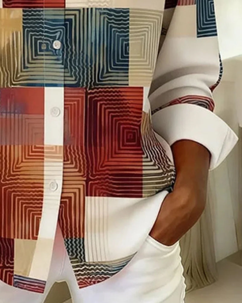 Chemise À Revers Boutonnée À Carreaux