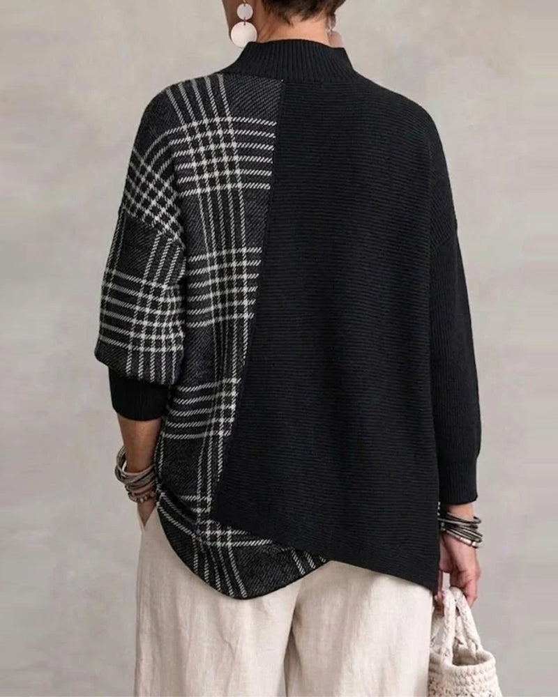 Pull Col Haut Ligne Irrégulière Décontracté