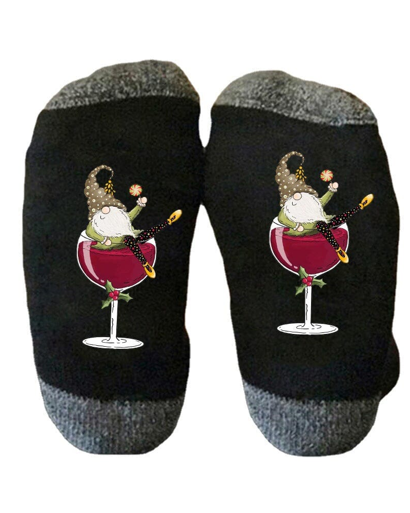�Chaussettes de Noël unisexes avec des lutins et des verres à vin�