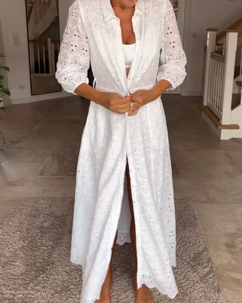 Robe mi-longue chic à manches 3/4