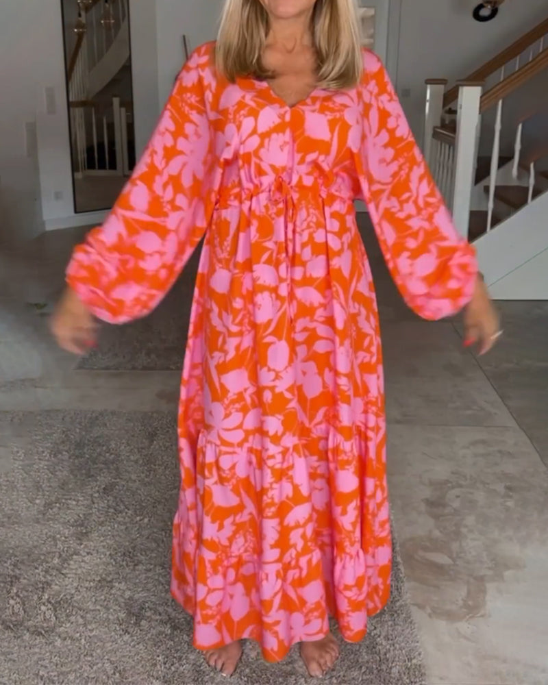 Robe à manches longues et imprimé floral