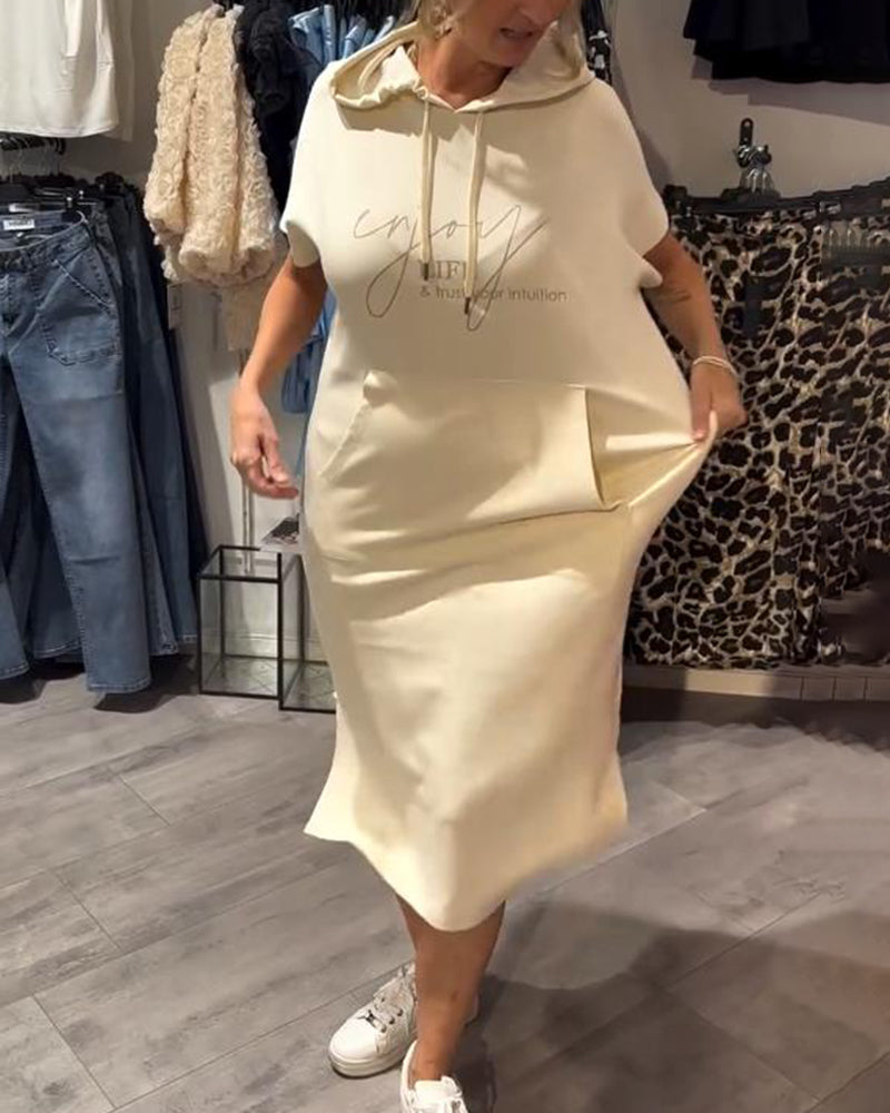 Robe À Capuche Décontractée Cordon