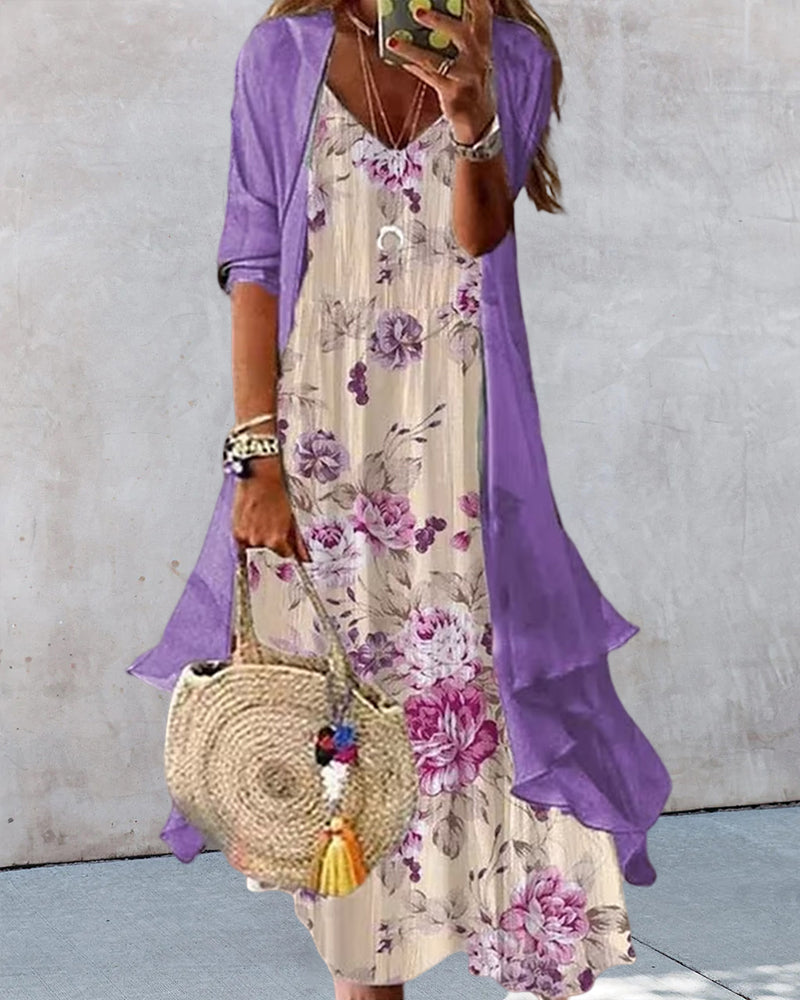 Robe sling ensemble deux pièces en imprimé