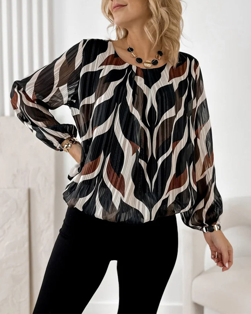 Blouse À Manches Ballon Et Col Rond