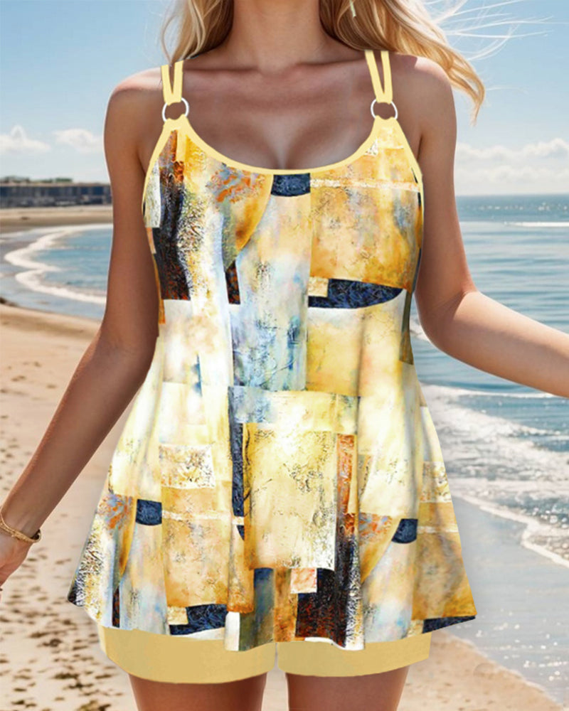 Tankini à bretelles et imprimé