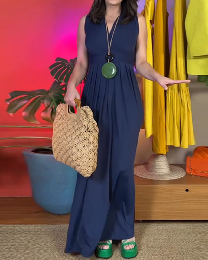 Robe longue slim élégante sans manches