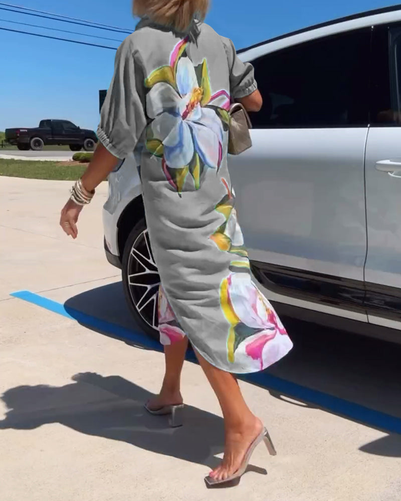 Robe décontractée ample à imprimé floral