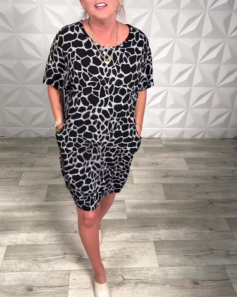 Robe décontractée imprimée col rond