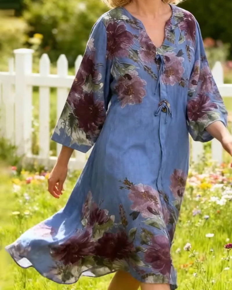 Robe Col V À La Mode Décontracté Floral