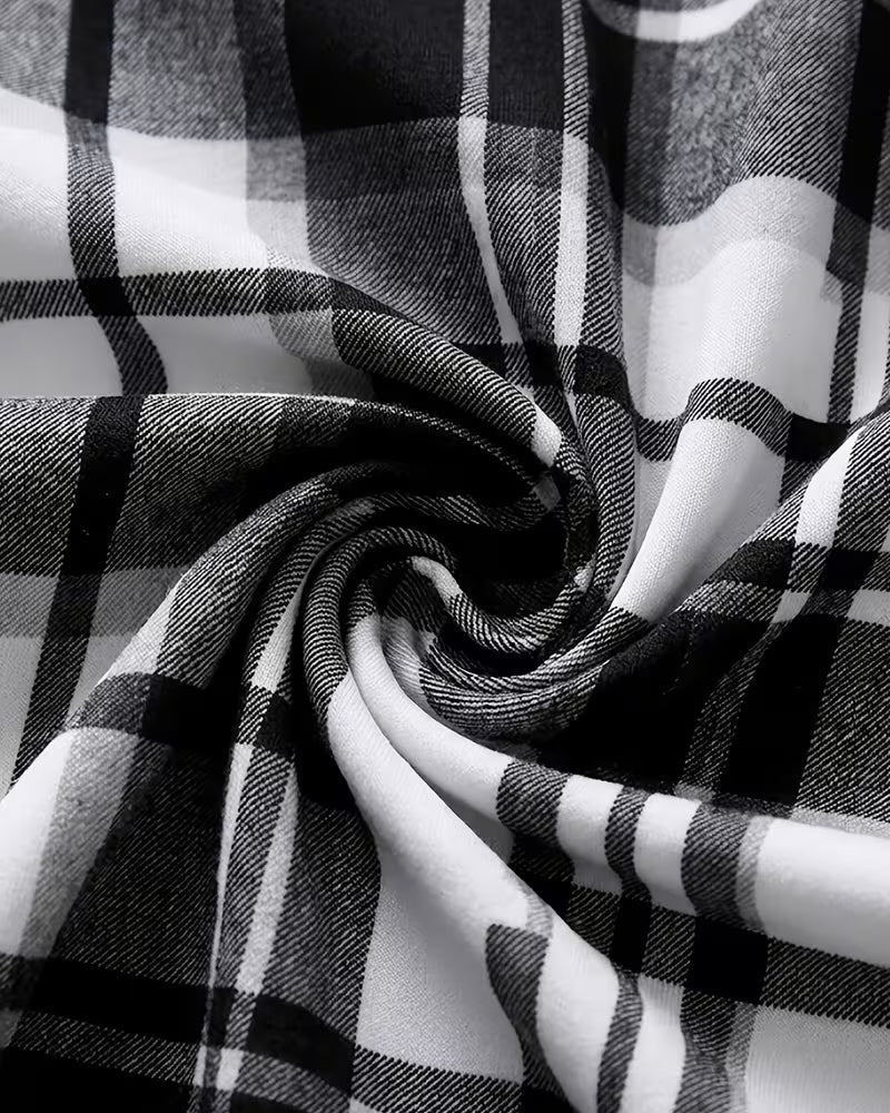 Chemise Revers À Carreaux Manches Courtes Décontractée