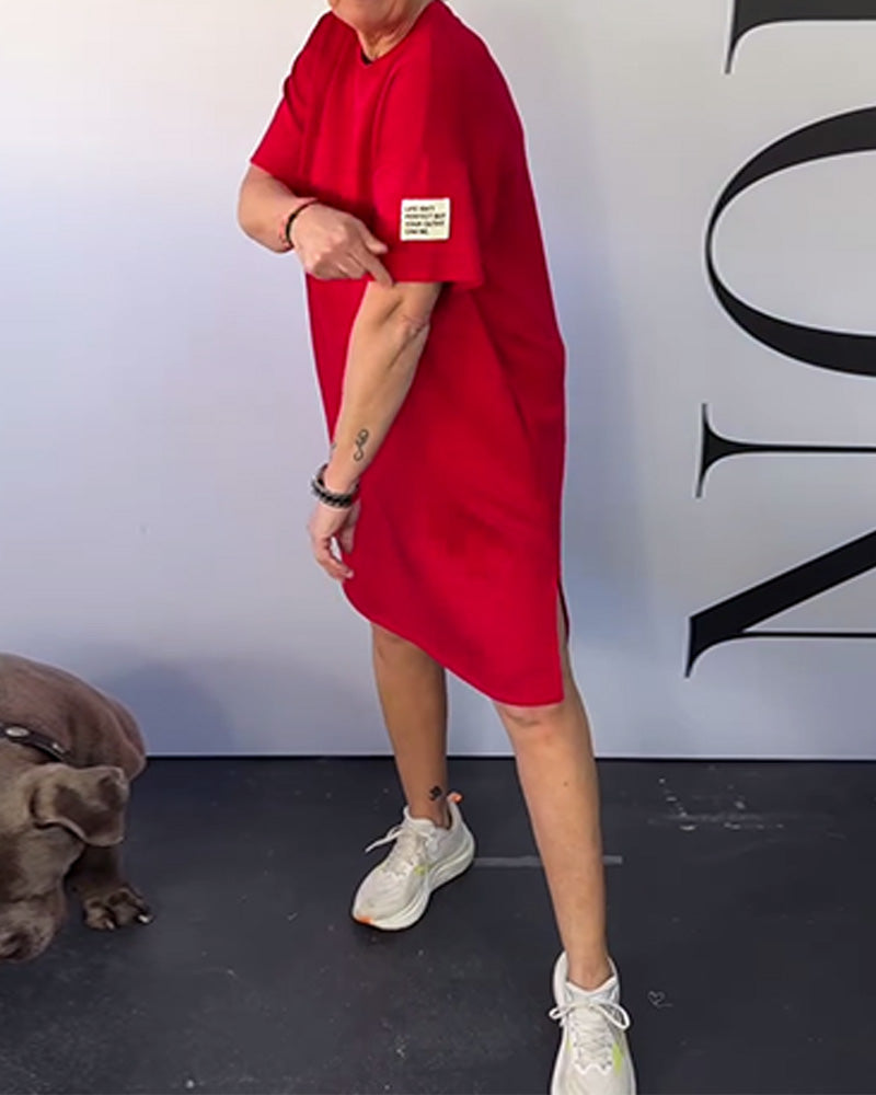 Robe Col Rond Décontractée Manches Courtes Simple