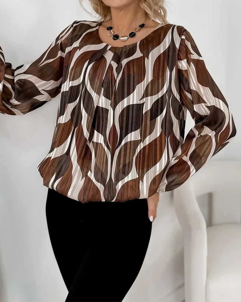 Blouse À Manches Ballon Et Col Rond