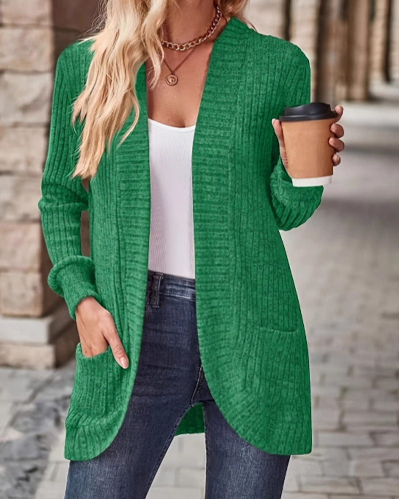 Manteau Brossé Décontracté Manche-Longue