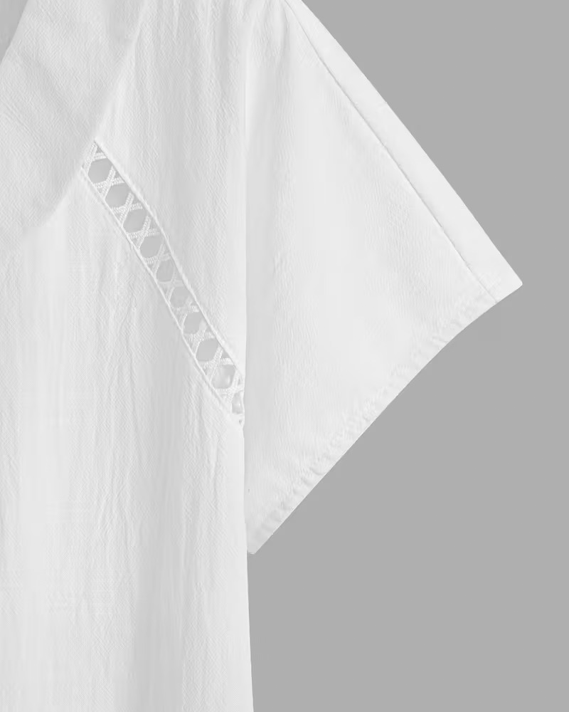 Blouse Découvert Col Peter Pan Manche Courte