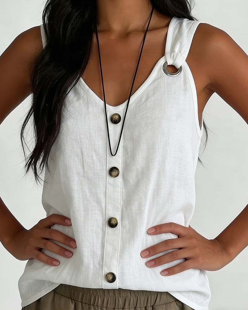 Tank Top Anneau Métallique Bouton