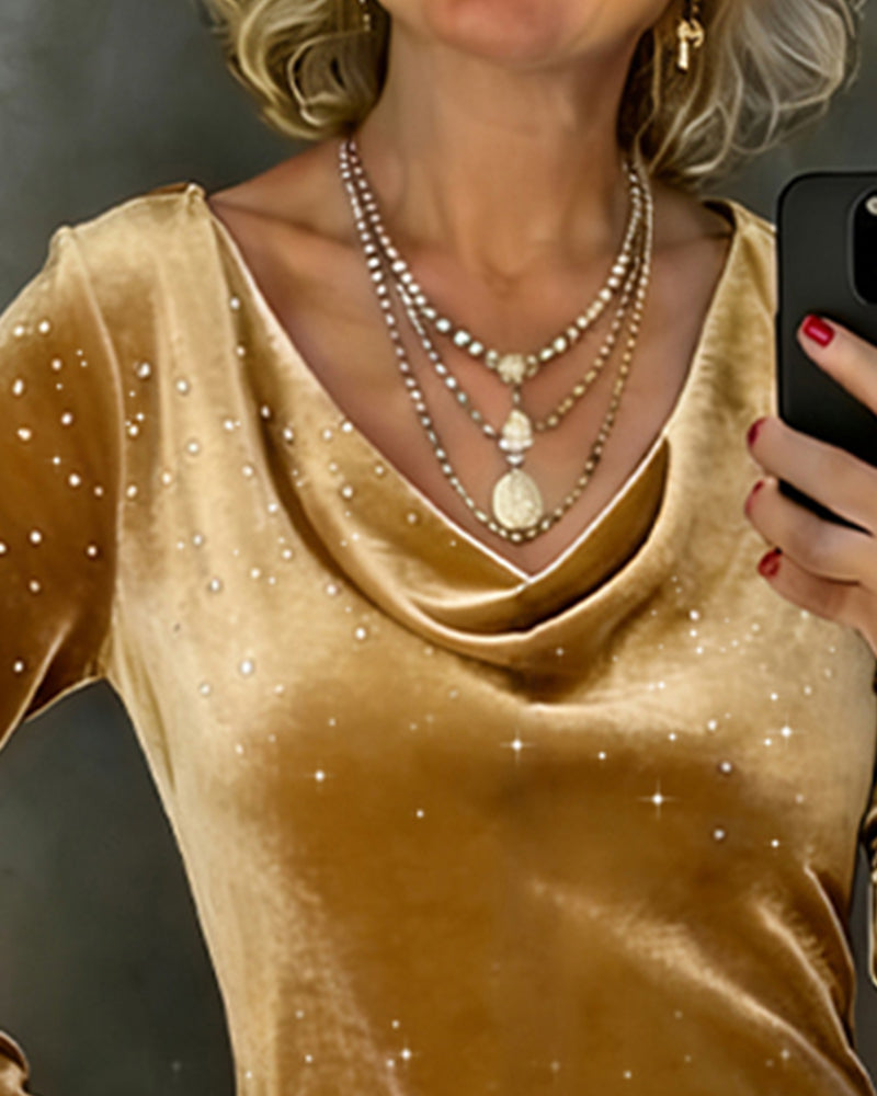 Robe À Fini Scintillant Et Coupe Droite