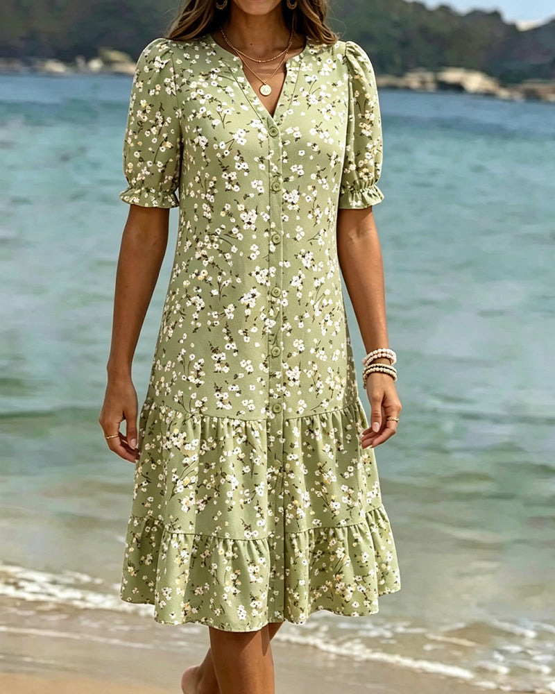 Robe Florale Col V Superposée