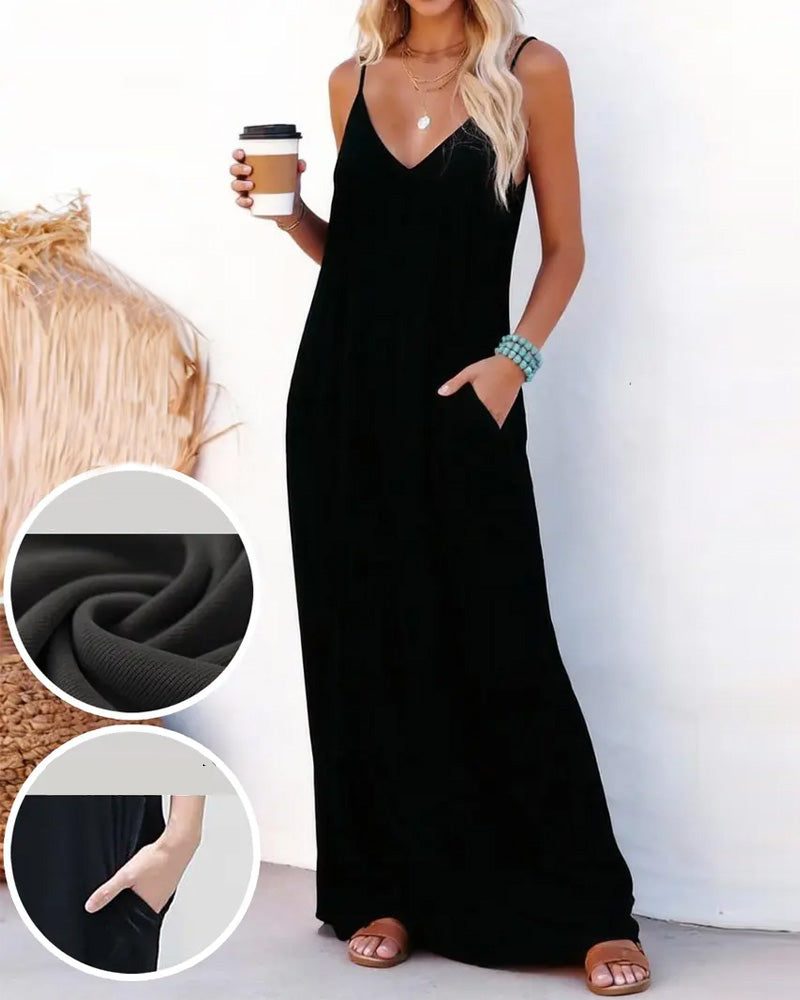Robe Unie Lâche Poche Maxi