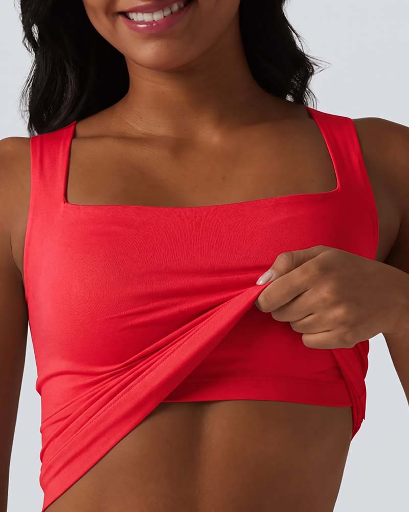 Débardeur Unie Col Carré Soutien-Gorge Intégré