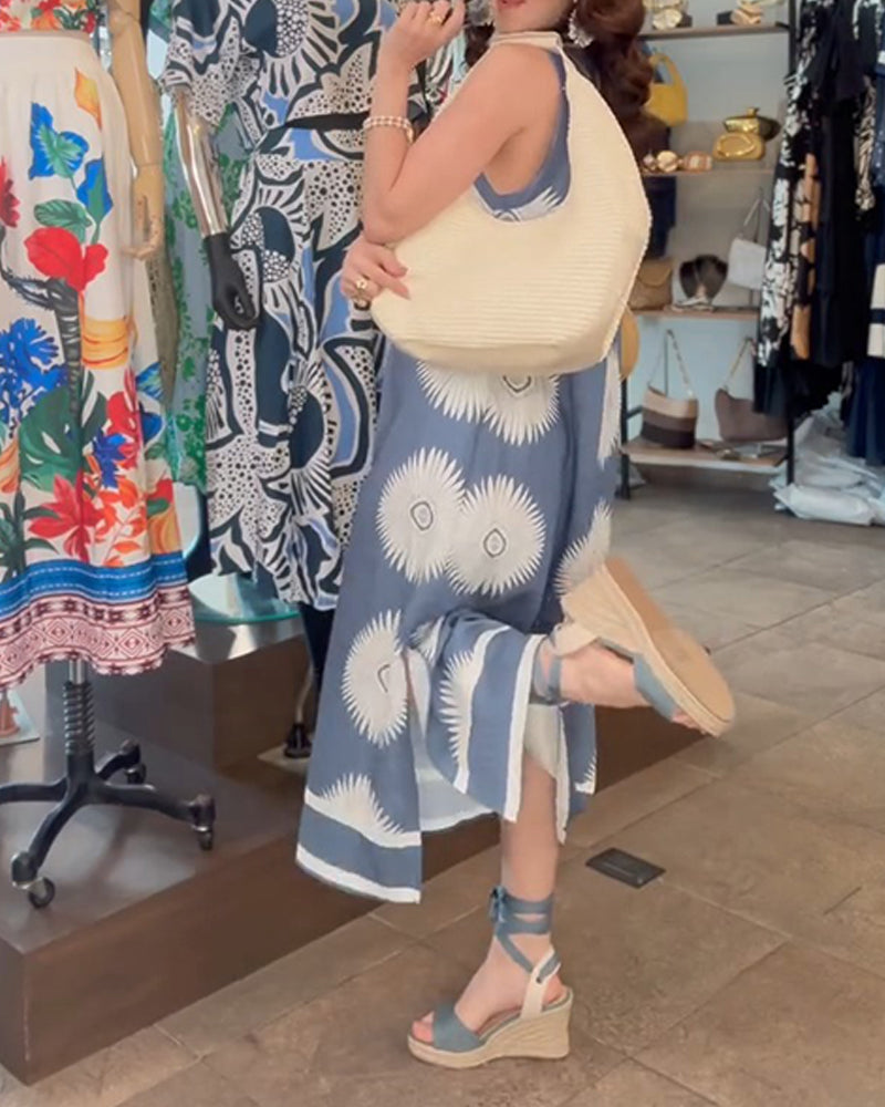 Robe Tournesol Imprimé Sans Manches