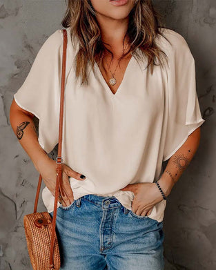 Haut Coupe Ample Uni Col V