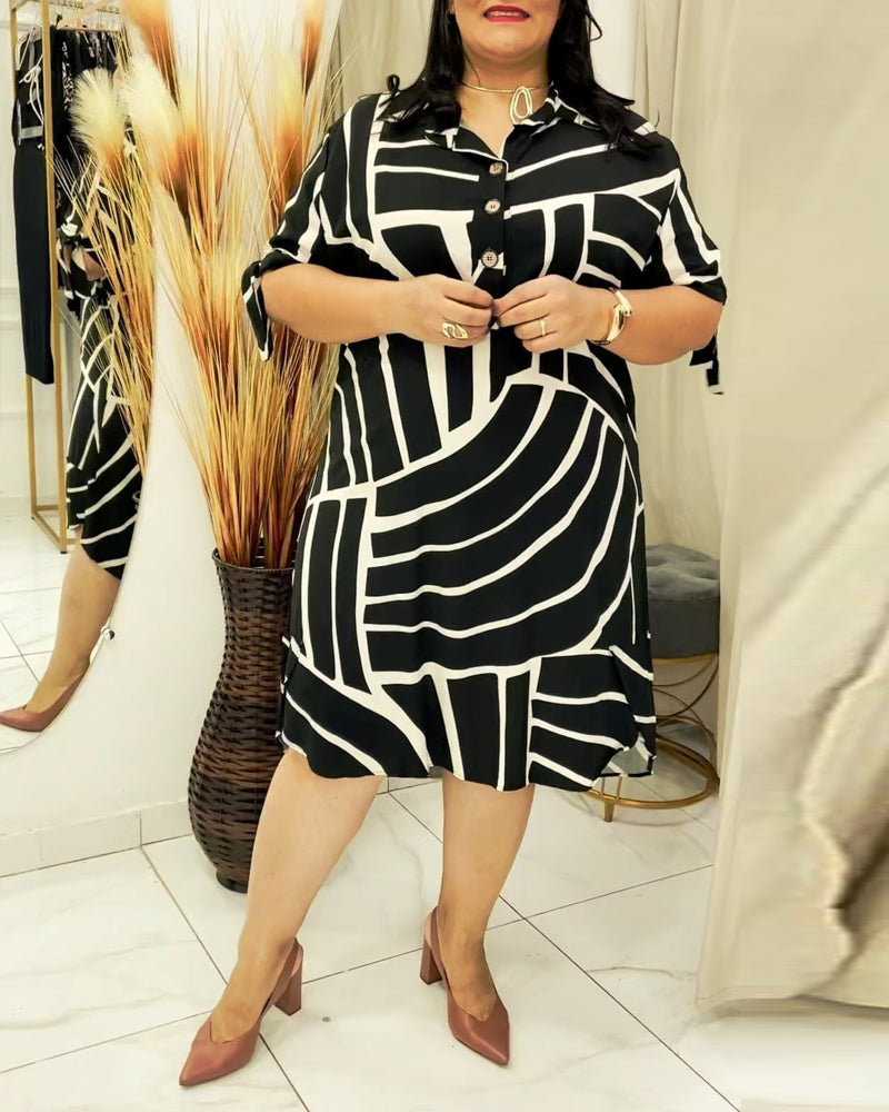 Robe imprimée à ligne de boutons à revers