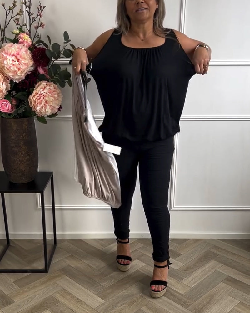 Débardeur Sans Manches Uni Plissé