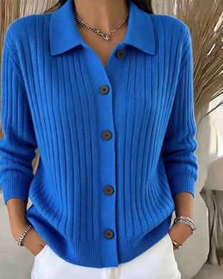 Cardigan Boutonné Côtelé Revers