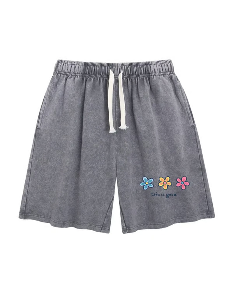 Short Imprimé Fleur Élastique Cordond Tirage