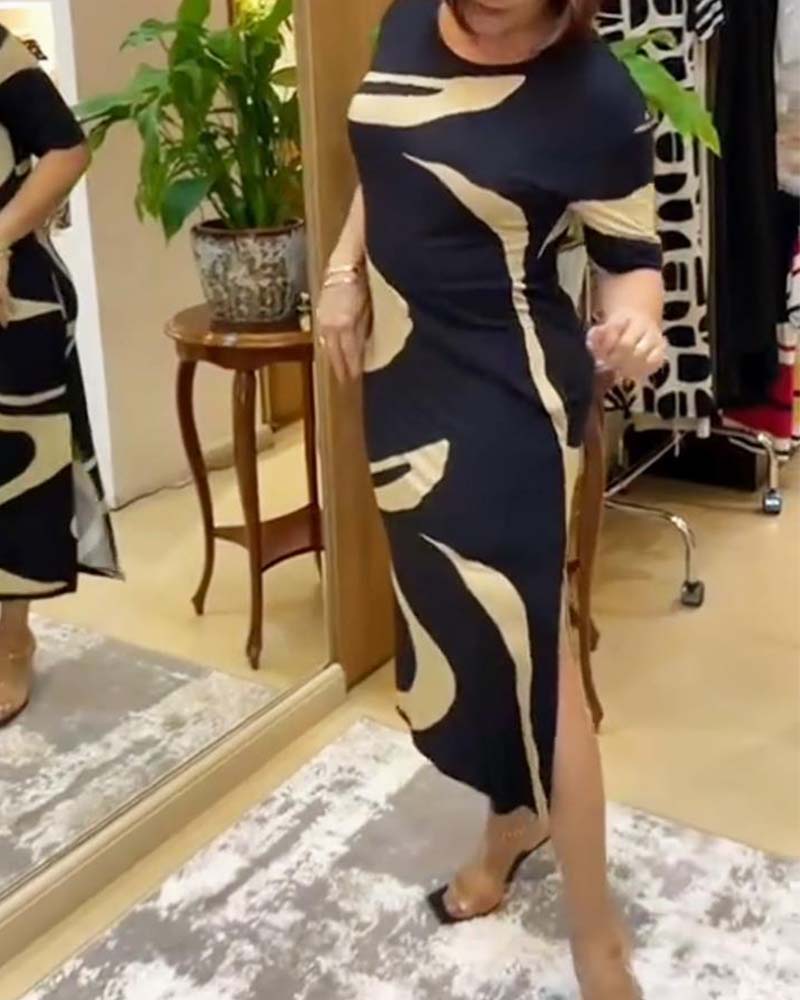 Robe décontractée à imprimé et à fourreau découpé