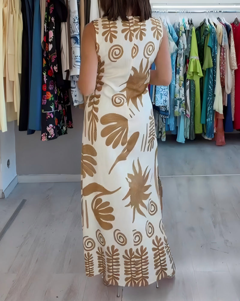 Robe Col En V Sans Manches Droite