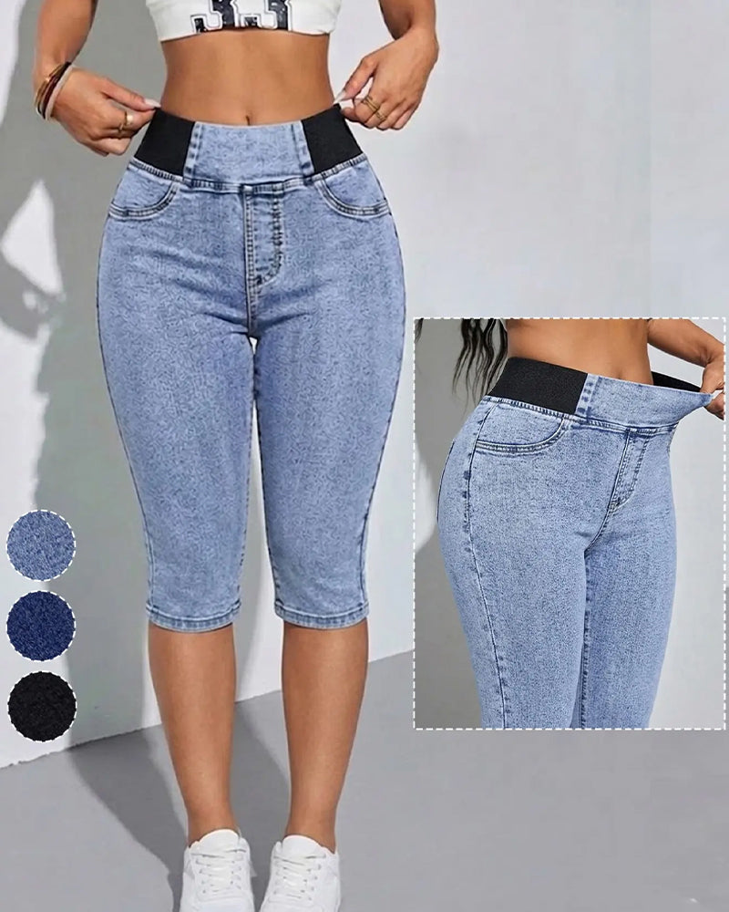 Jean Taille Élastique Cropped