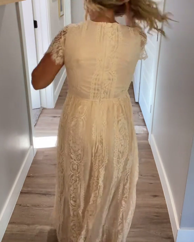 Robe Décolleté V Élégante Taille En Dentelle