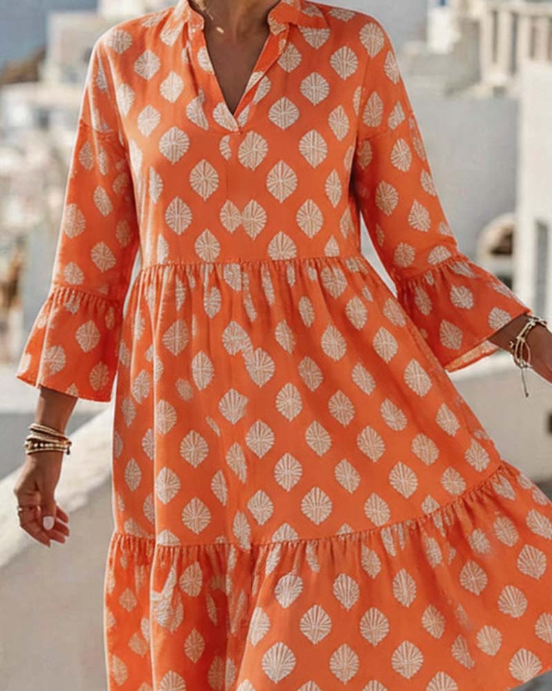 Robe Col V Imprimé