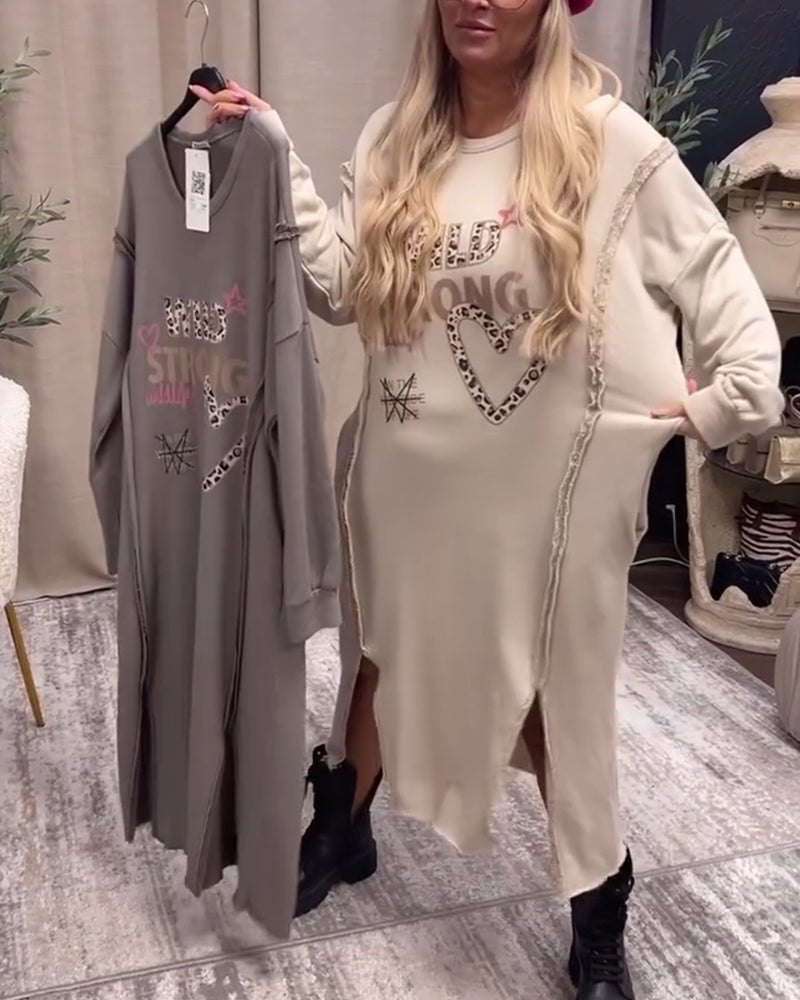 Robe ample imprimée à manches longues