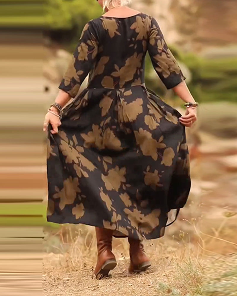 Robe tempérament rétro imprimée