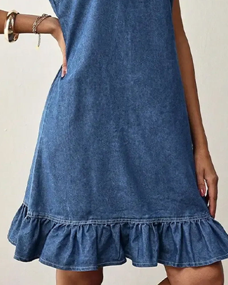 Robes Sans Manches Denim Sirène Gilet Court