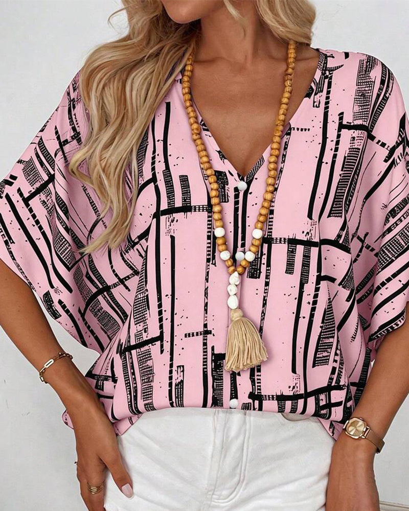 Blouse Col V Ligne Manche Chauve-Souris