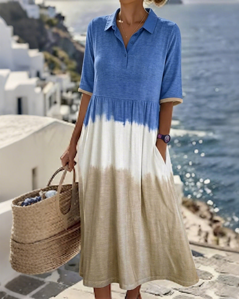 Robe Gradient Col Polo Midi
