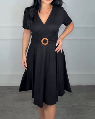 Robe Col En V Portefeuille Taille Coupe A