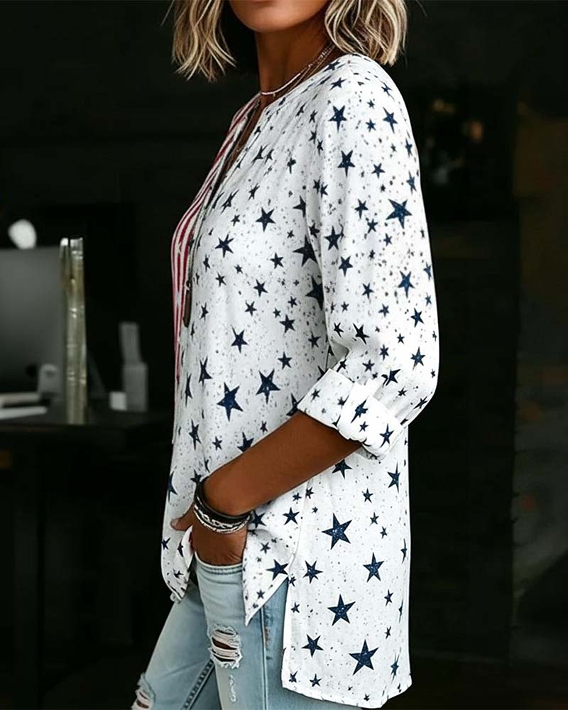 Blouse Col V Manches Trois-Quarts
