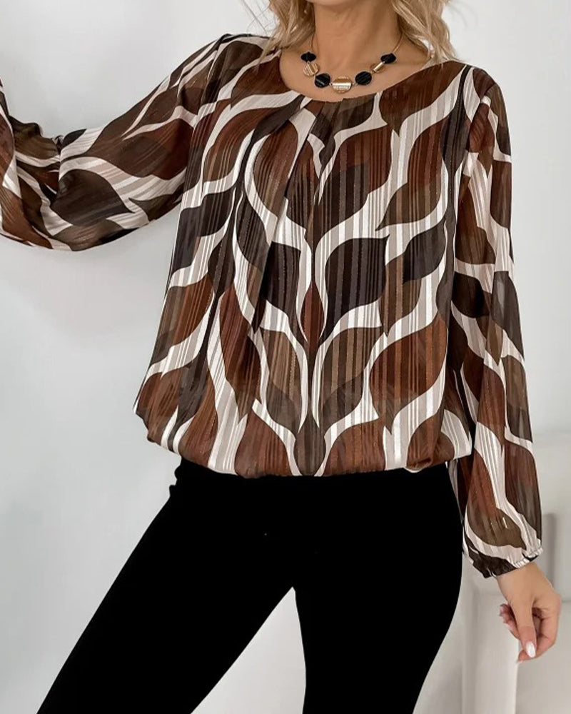Blouse À Manches Ballon Et Col Rond