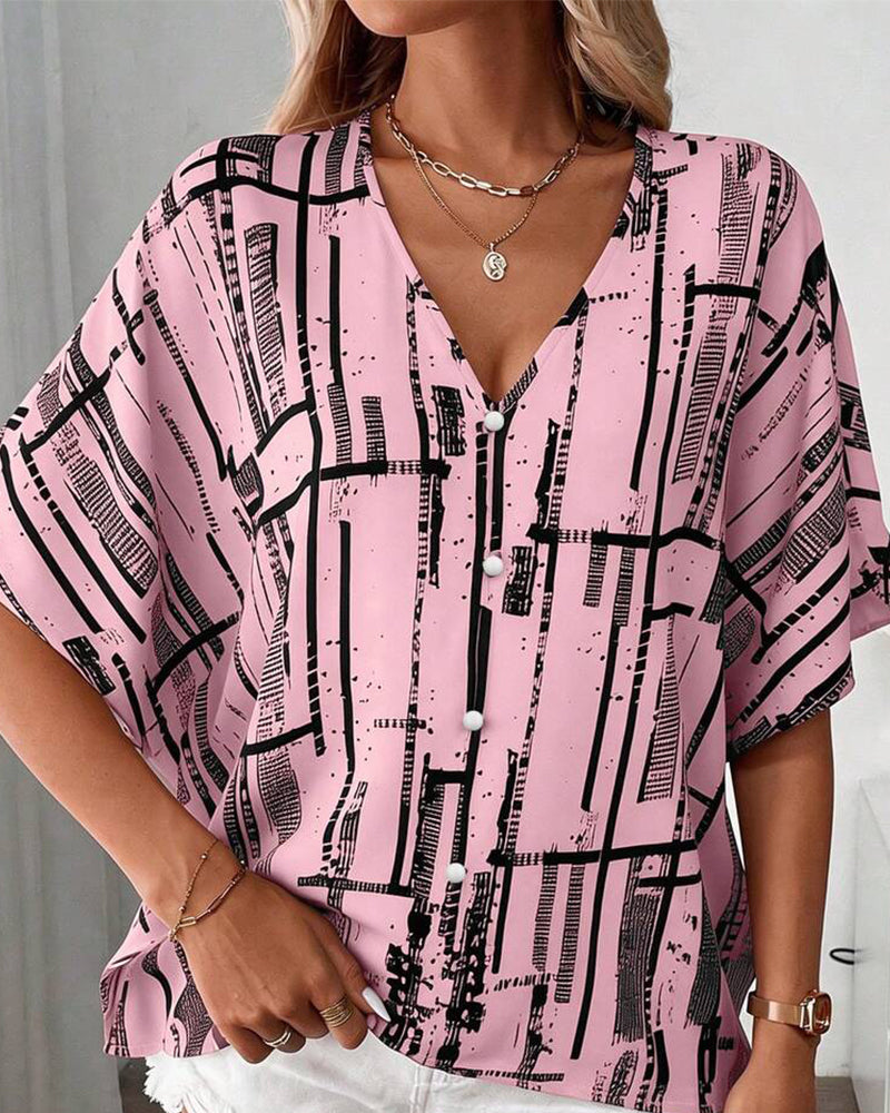 Blouse Col V Ligne Manche Chauve-Souris